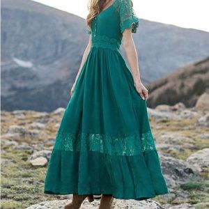 Joyfolie Womens Anna lace boho maxi dress sz M